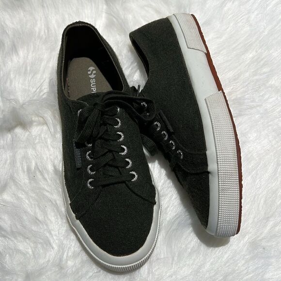 Superga classic Military Green Wool sneakers Size 9/40.  B70 - Picture 3 of 11